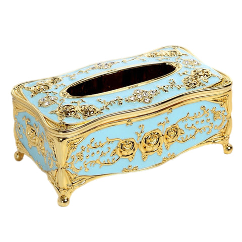Turquoise & Gold Tissue Box