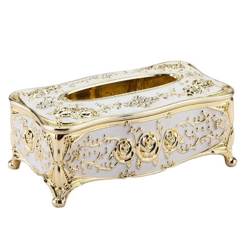 White & Gold Tissue Box