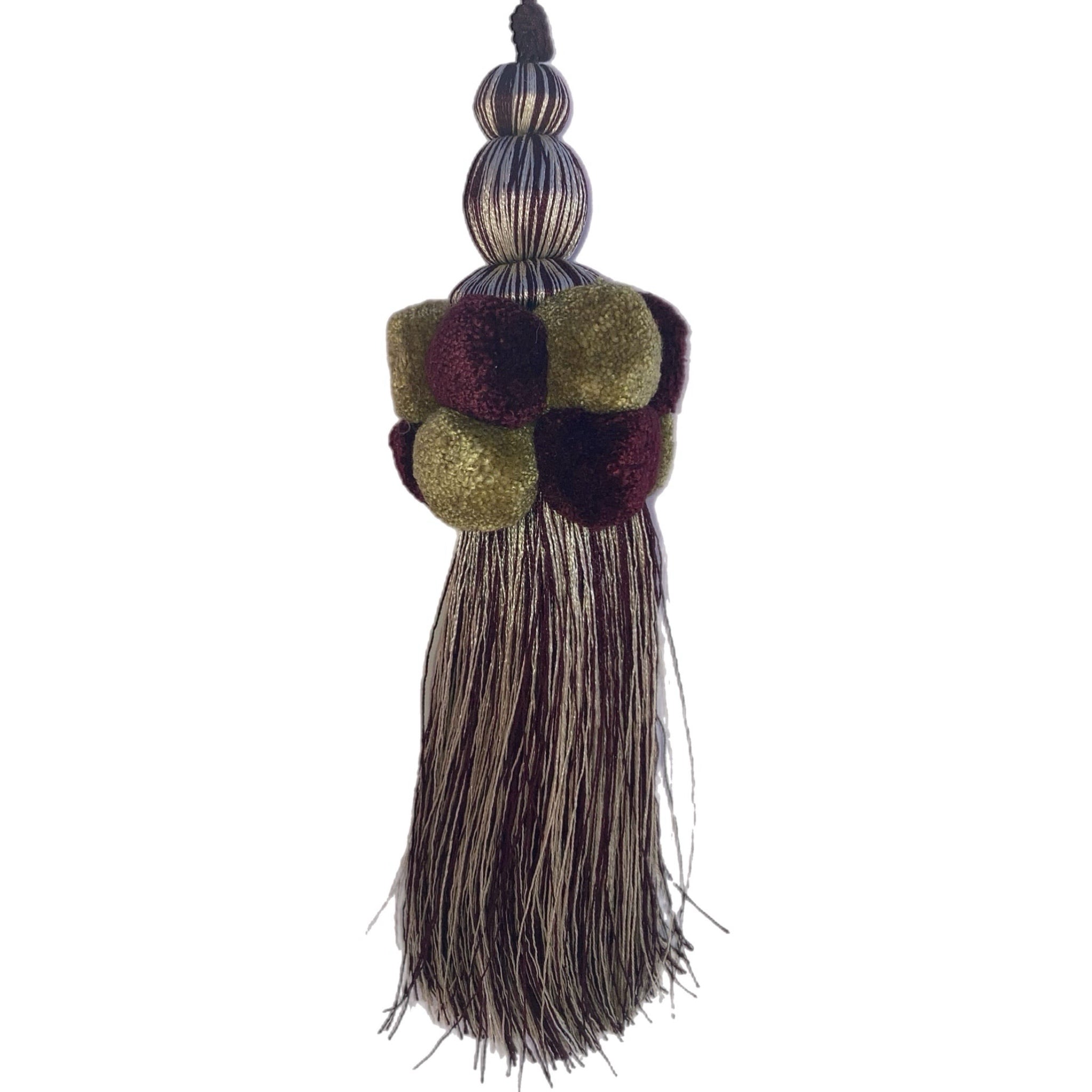 Burgundy Pom Pom Tassel