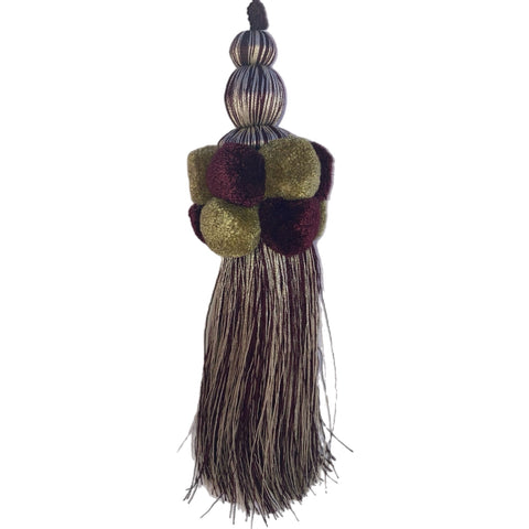 Burgundy Pom Pom Tassel