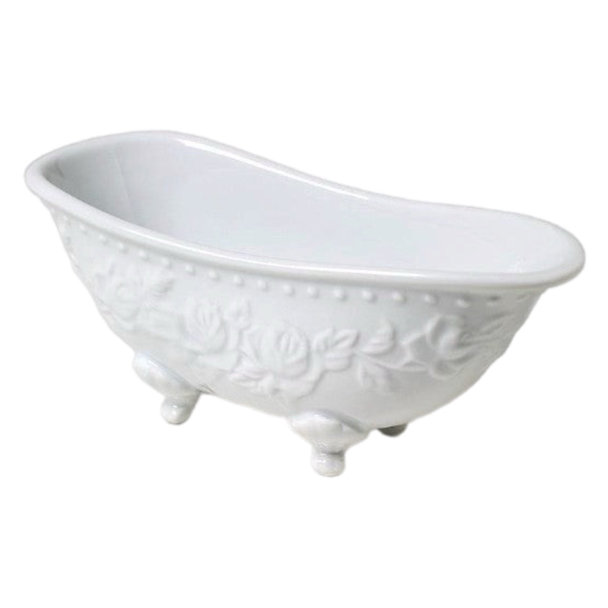 White Embossed Bathtub Soap Dish