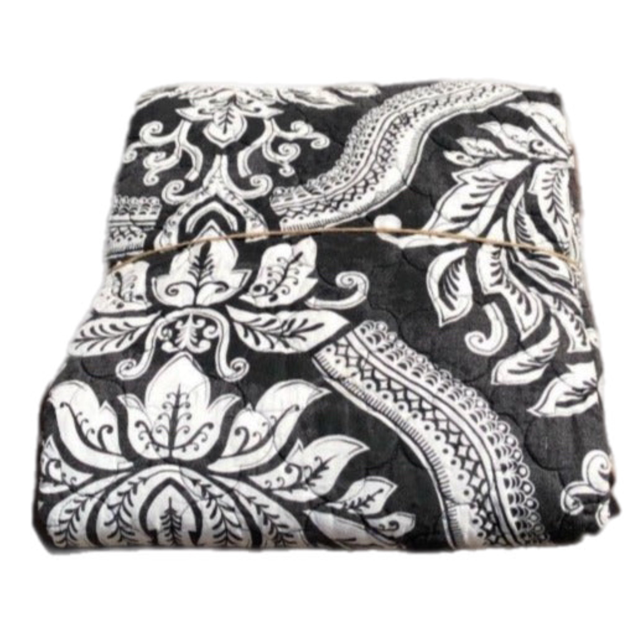 Black And White Floral Throw