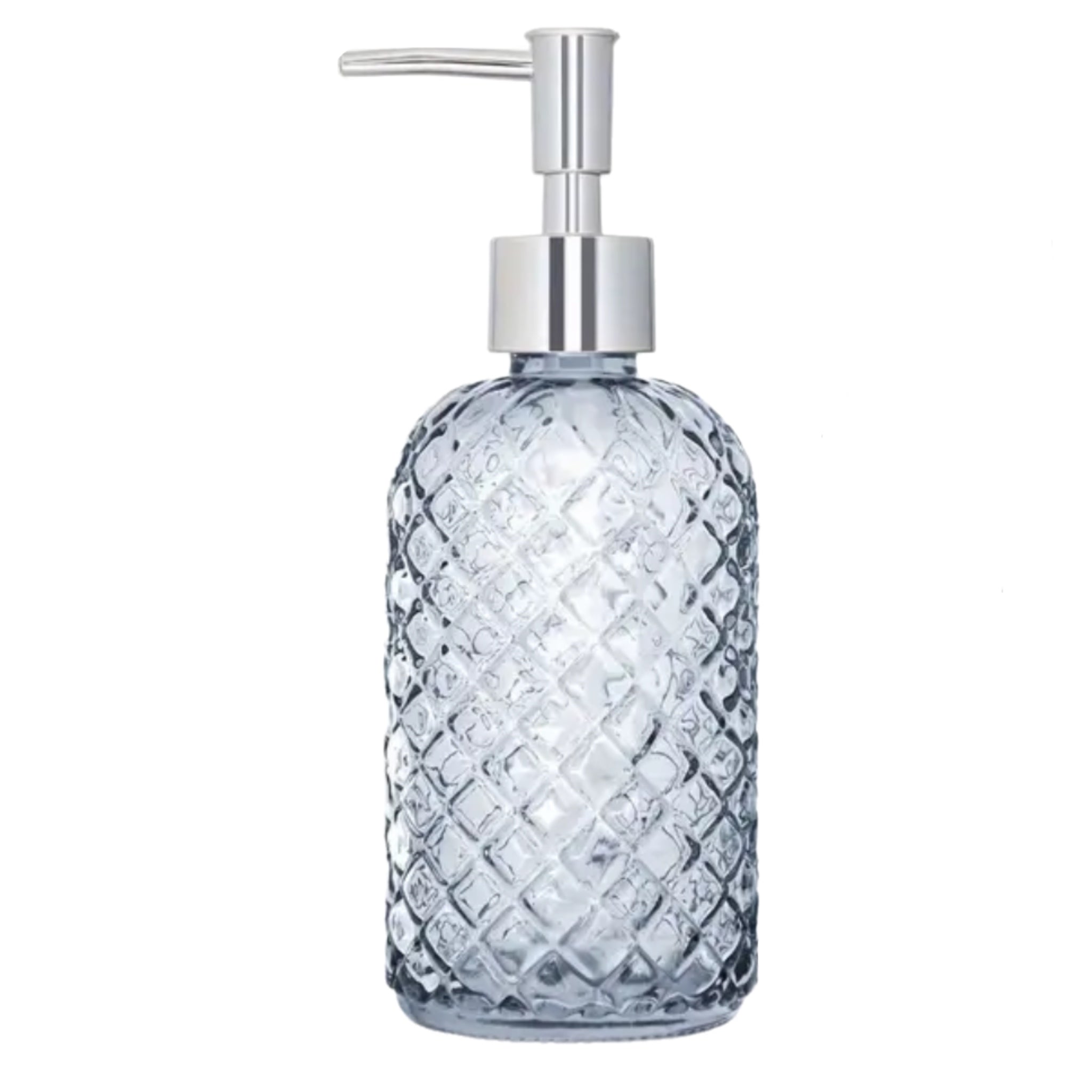Grey Etched Soap Dispenser With Silver Top