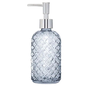 Grey Etched Soap Dispenser With Silver Top