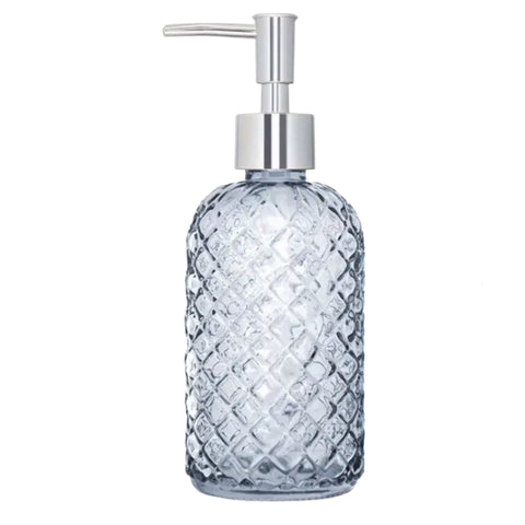 Grey Etched Soap Dispenser With Silver Top