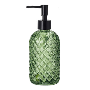 Green Etched Soap Dispenser With Black Top