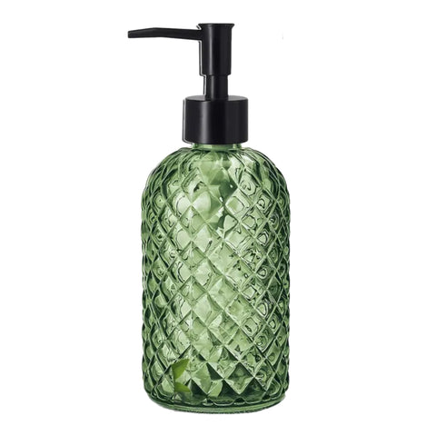 Green Etched Soap Dispenser With Black Top