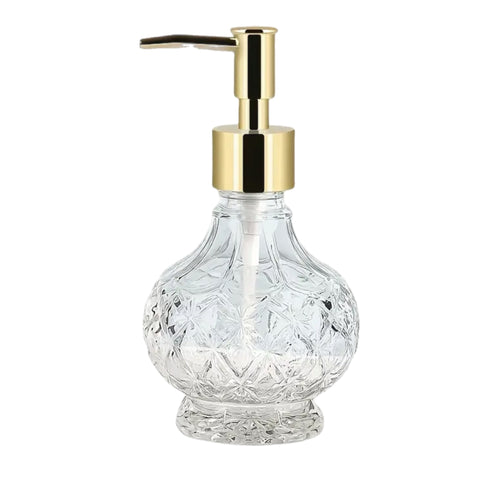 Clear Etched Soap Dispenser With Gold Top