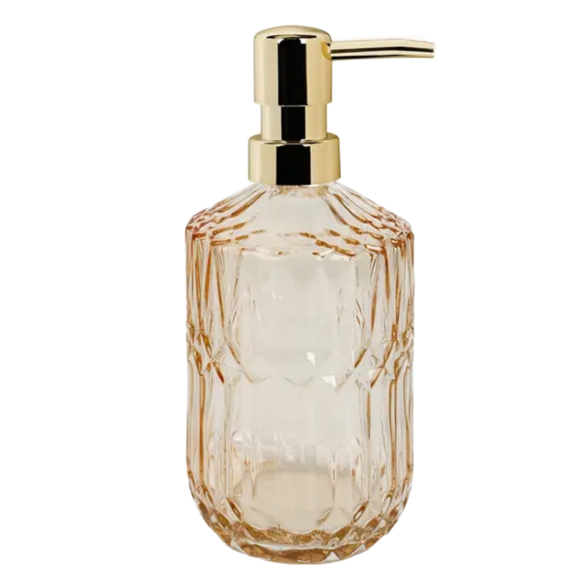 Amber Etched Soap Dispenser With Gold Top