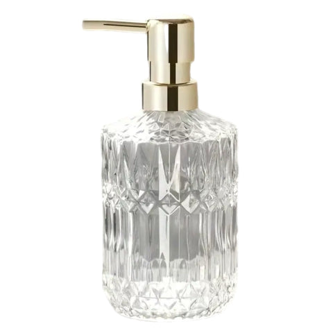 Clear Etched Soap Dispenser With Gold Top