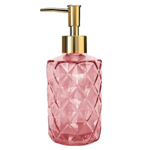 Pink Etched Soap Dispenser With Gold Top