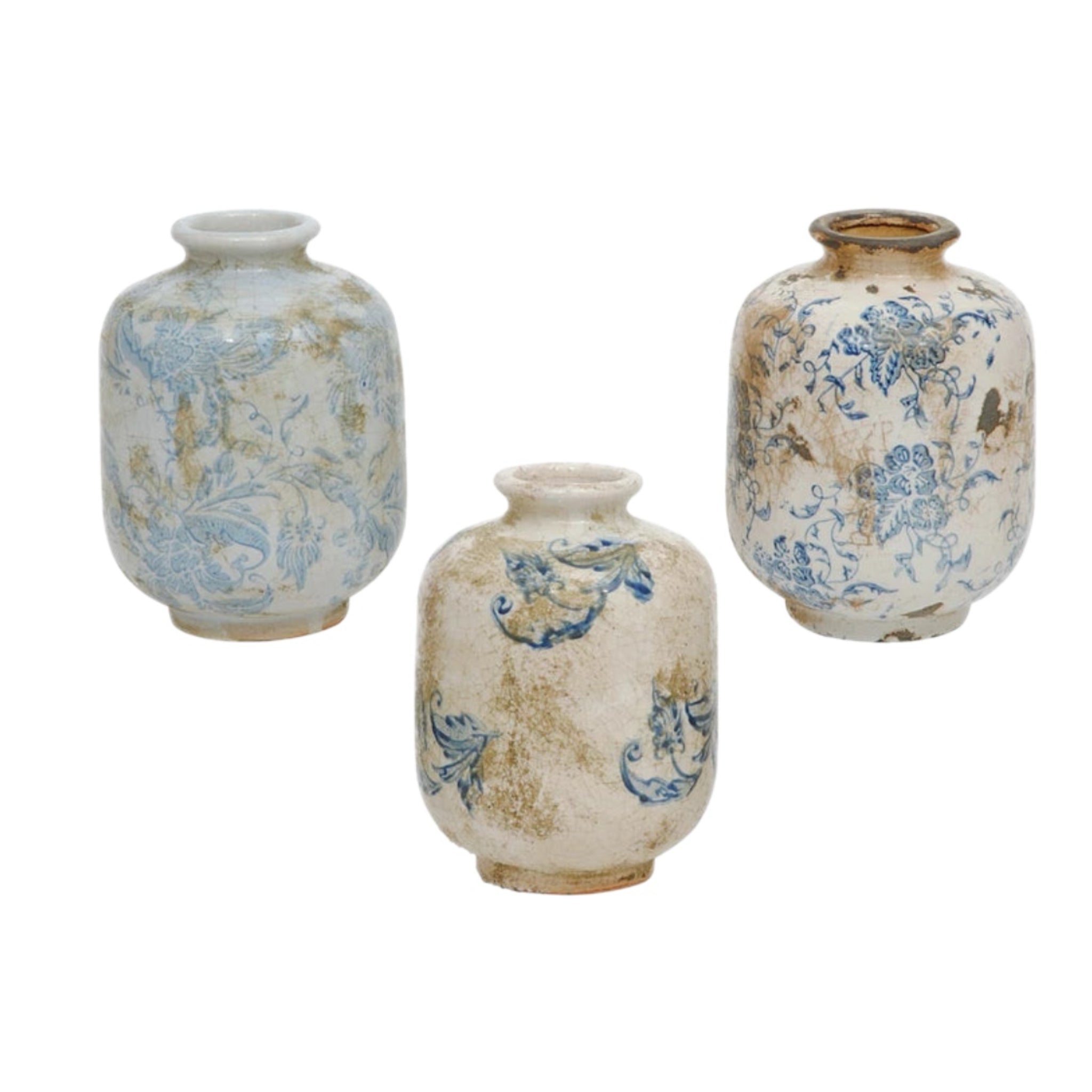Assorted Blue Floral Vase, INDIVIDUALLY SOLD