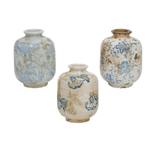 Assorted Blue Floral Vase, INDIVIDUALLY SOLD