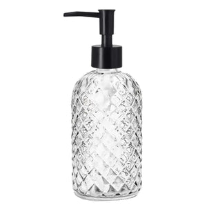 Clear Etched Soap Dispenser With Black Top