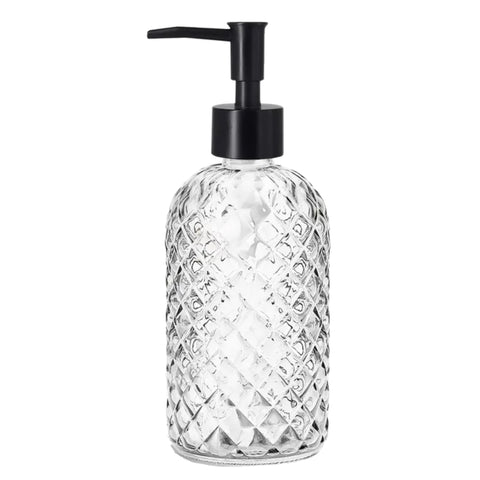 Clear Etched Soap Dispenser With Black Top
