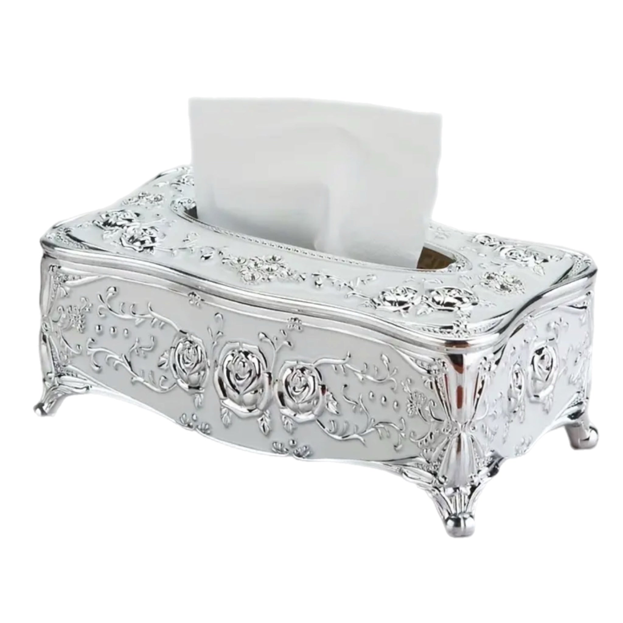 Silver & White Tissue Box