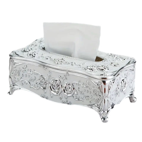Silver & White Tissue Box