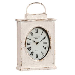 Rectangular Whitewash Carriage Table Top Clock