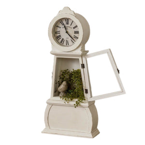 White Grandfather Table Top Clock