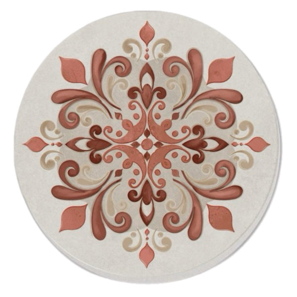 Burgundy & Beige Mandala Coasters, Set Of 4