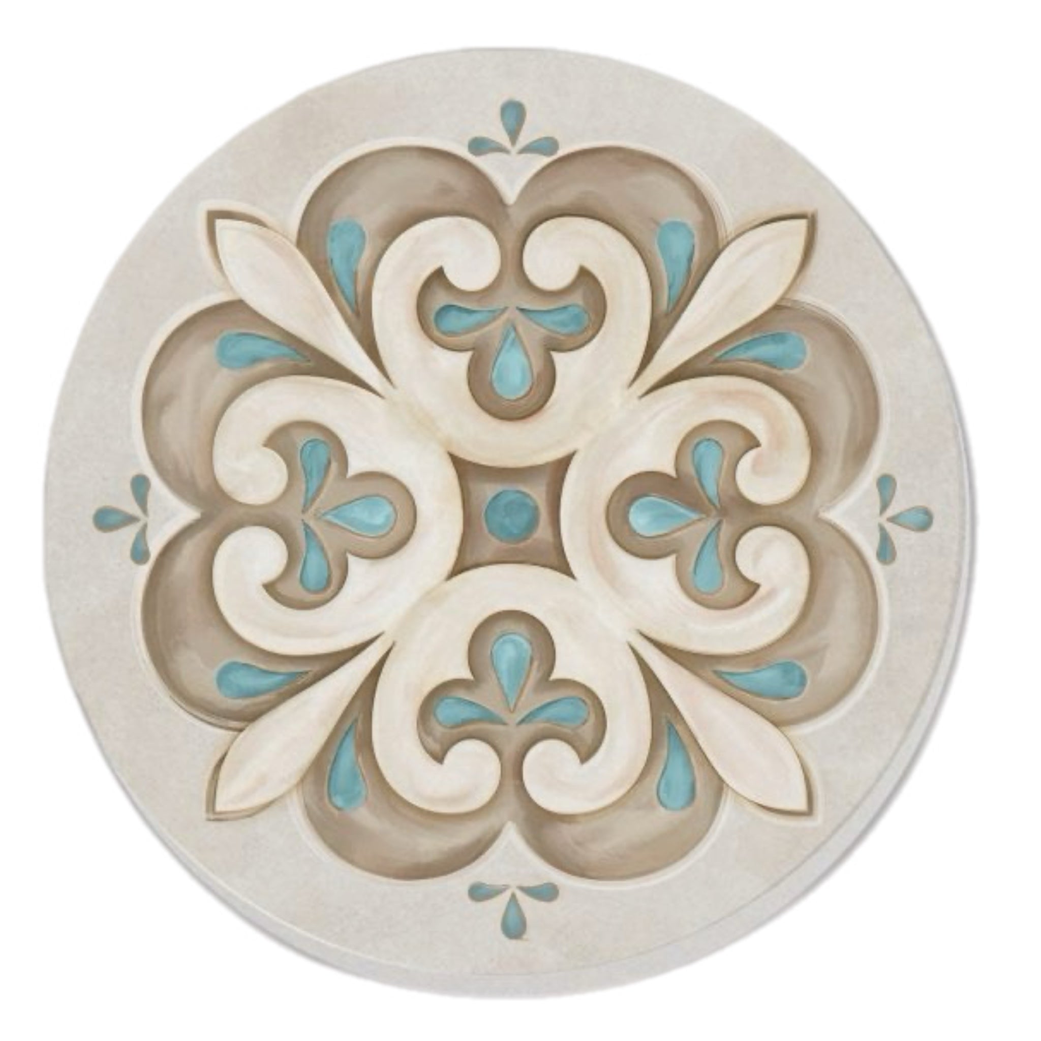 Aqua And Beige Mandala Coasters, Set Of 4