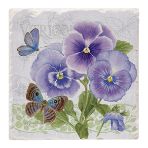 Purple Pansies Coasters, Set Of 4