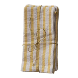 Yellow Stripes Linen Napkin, Set Of 4