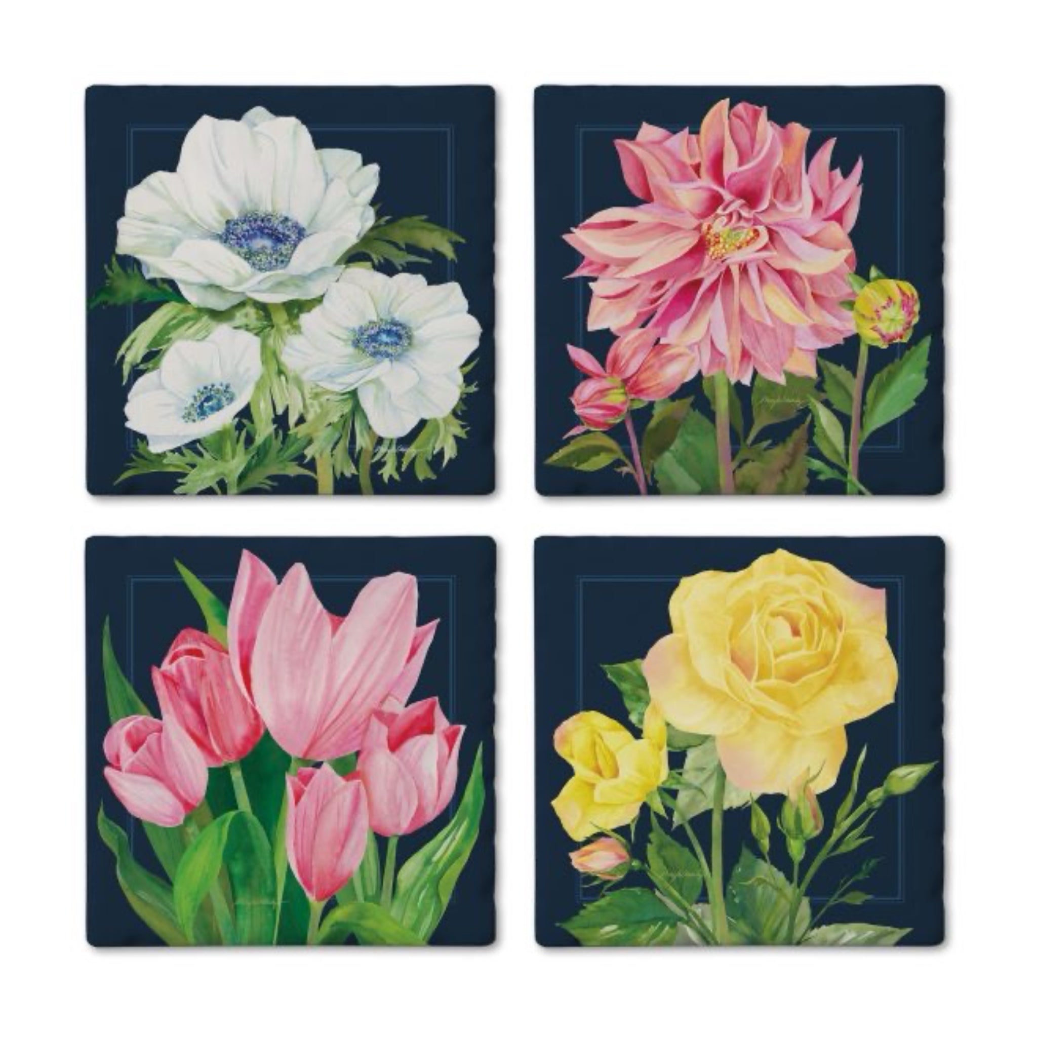 Garden Blooms Coasters, Set Of 4