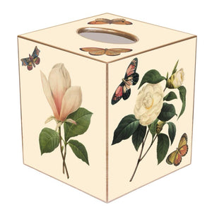 Flowers Tissue Box Cover - WHITE