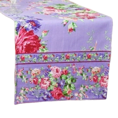 Purple Cottage Rose Table Runner