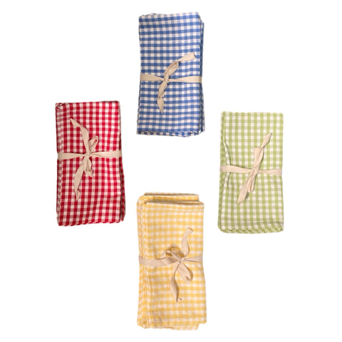 Assorted Checkered Linen Napkin Set Of 4, INDIVIDUALLY SOLD