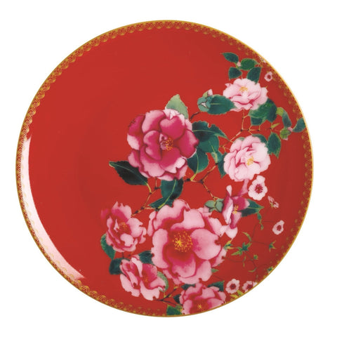 Red Floral Plate