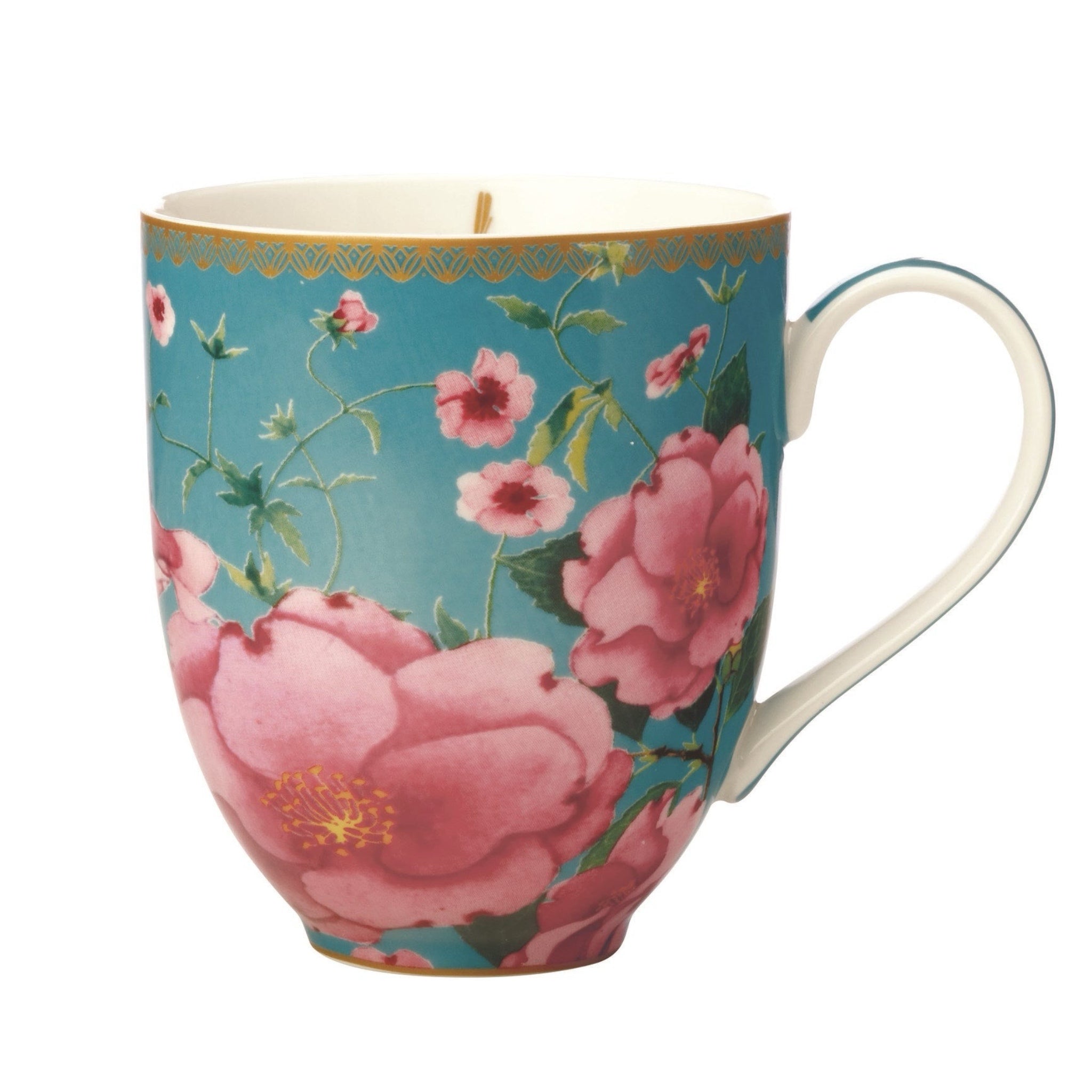 Aqua Floral Mug