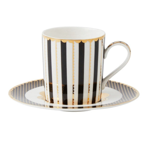 Black And Gold Espresso Shot Cup And Saucer