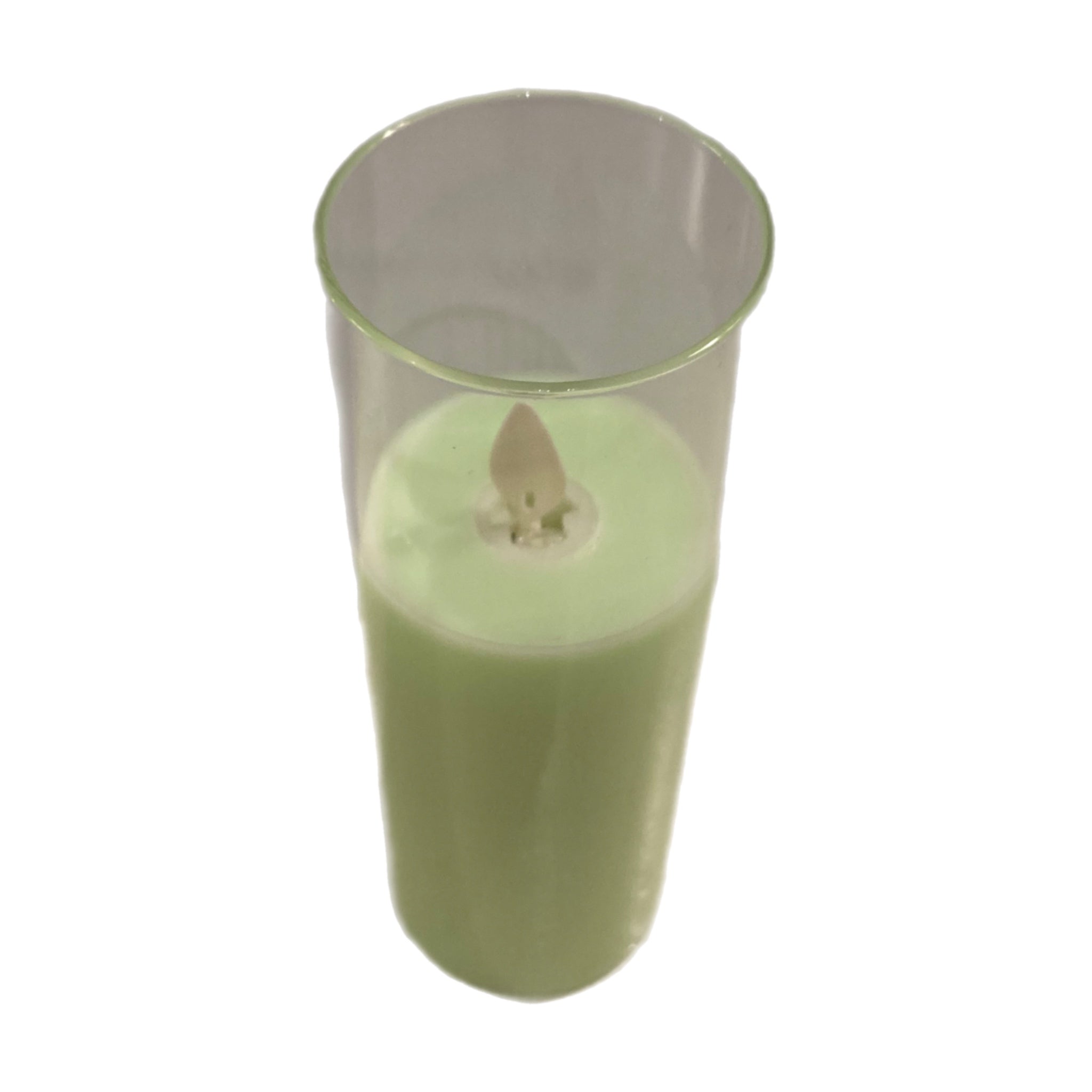 6" X 2" Slim Pillar Flameless Candle: Green