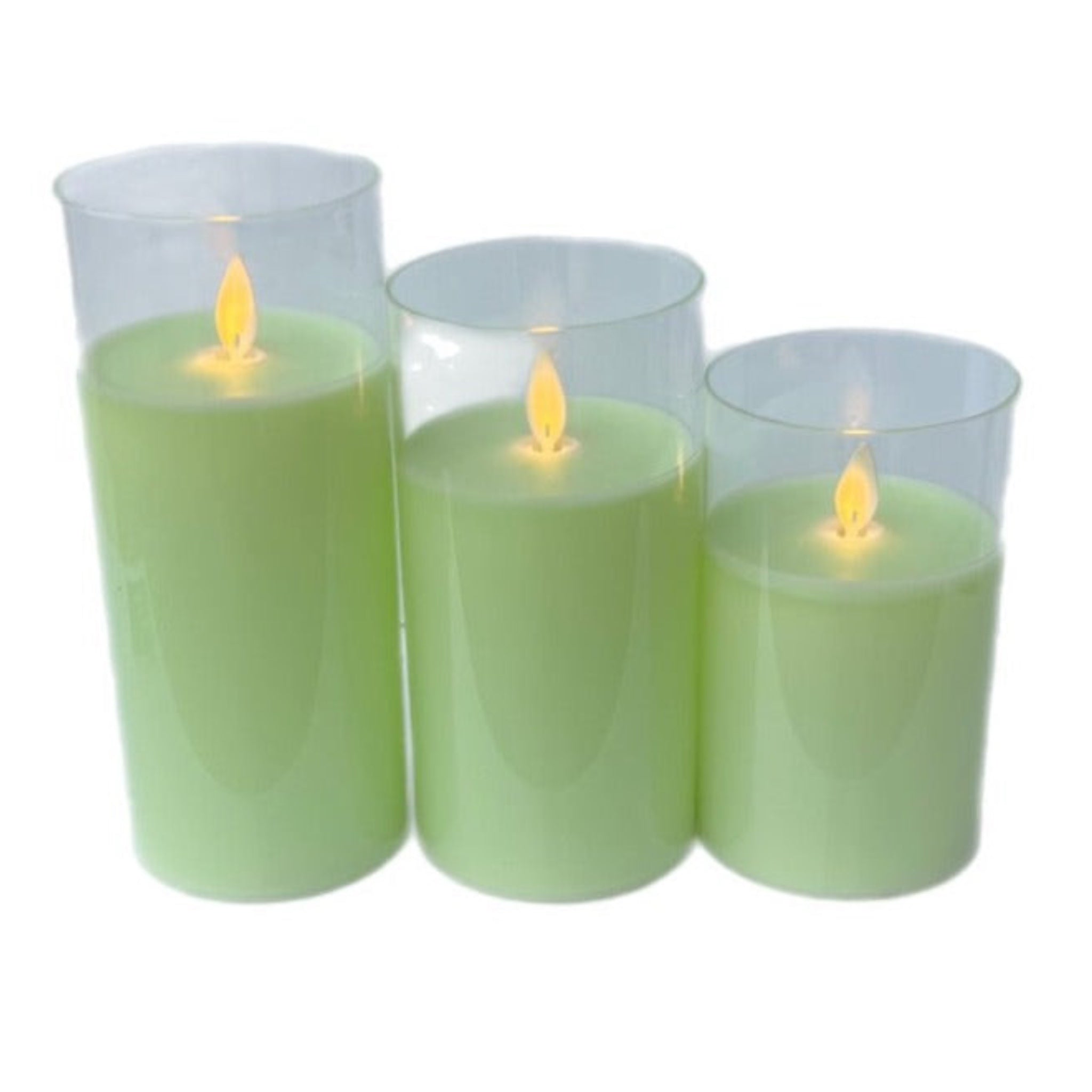 Assorted Pillar Flameless Candle: Green, INDIVIDUALLY SOLD