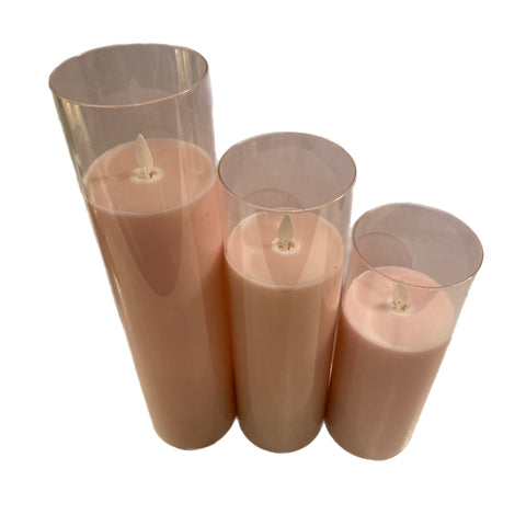 Assorted Slim Pillar Flameless Candle: Pink, INDIVIDUALLY SOLD