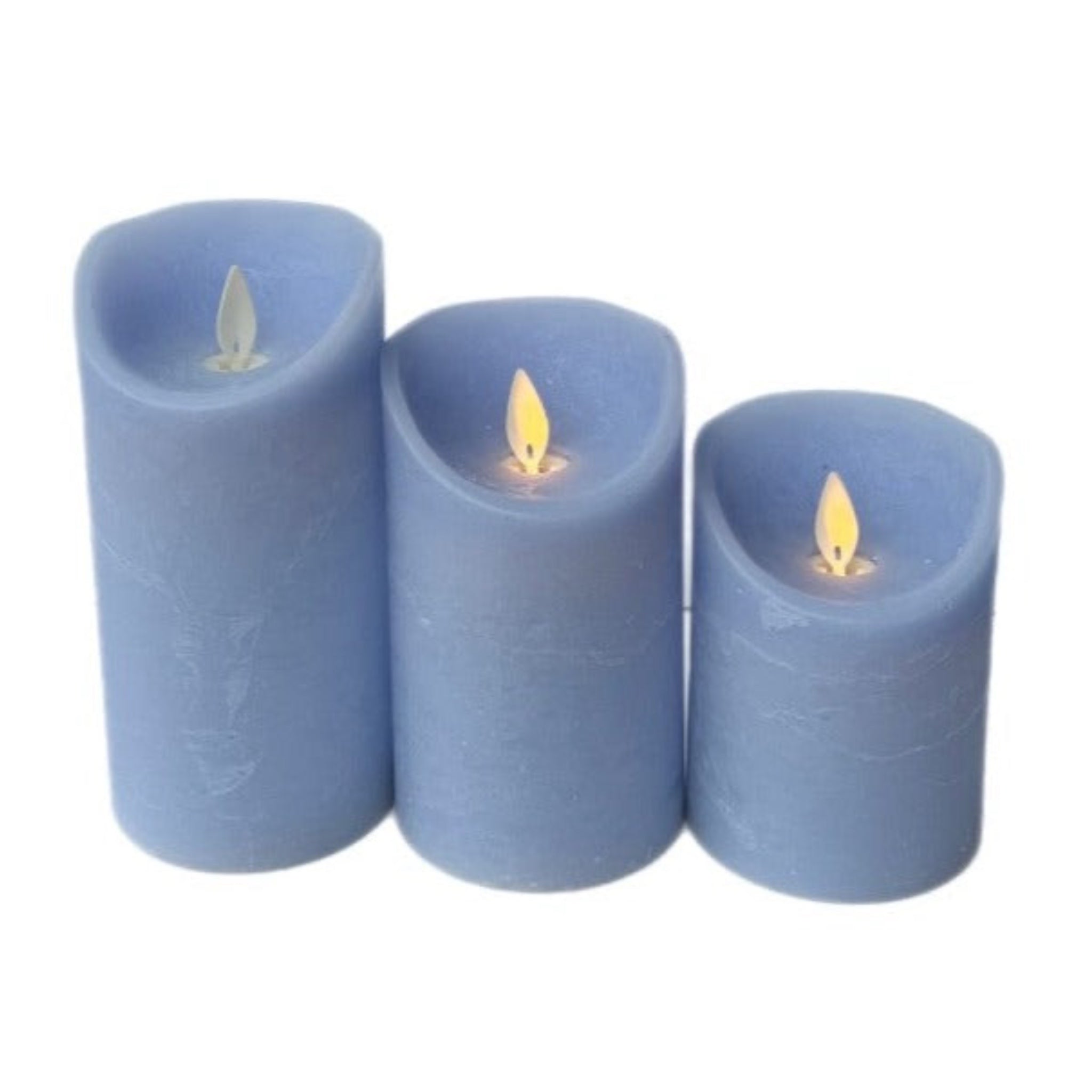 Assorted Pillar Flameless Candle: Periwinkle Blue, INDIVIDUALLY SOLD