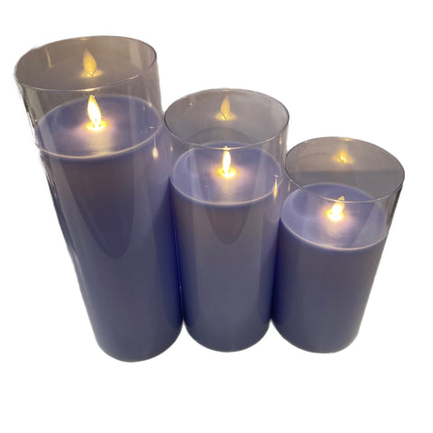 Assorted Wide Pillar Flameless Candle: Periwinkle Blue, INDIVIDUALLY SOLD