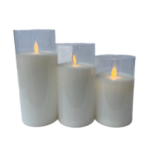 Assorted Pillar Flameless Candle: Cream, INDIVIDUALLY SOLD