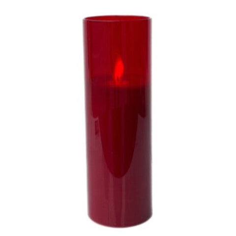 6" X 2" Slim Pillar Flameless Candle: Red