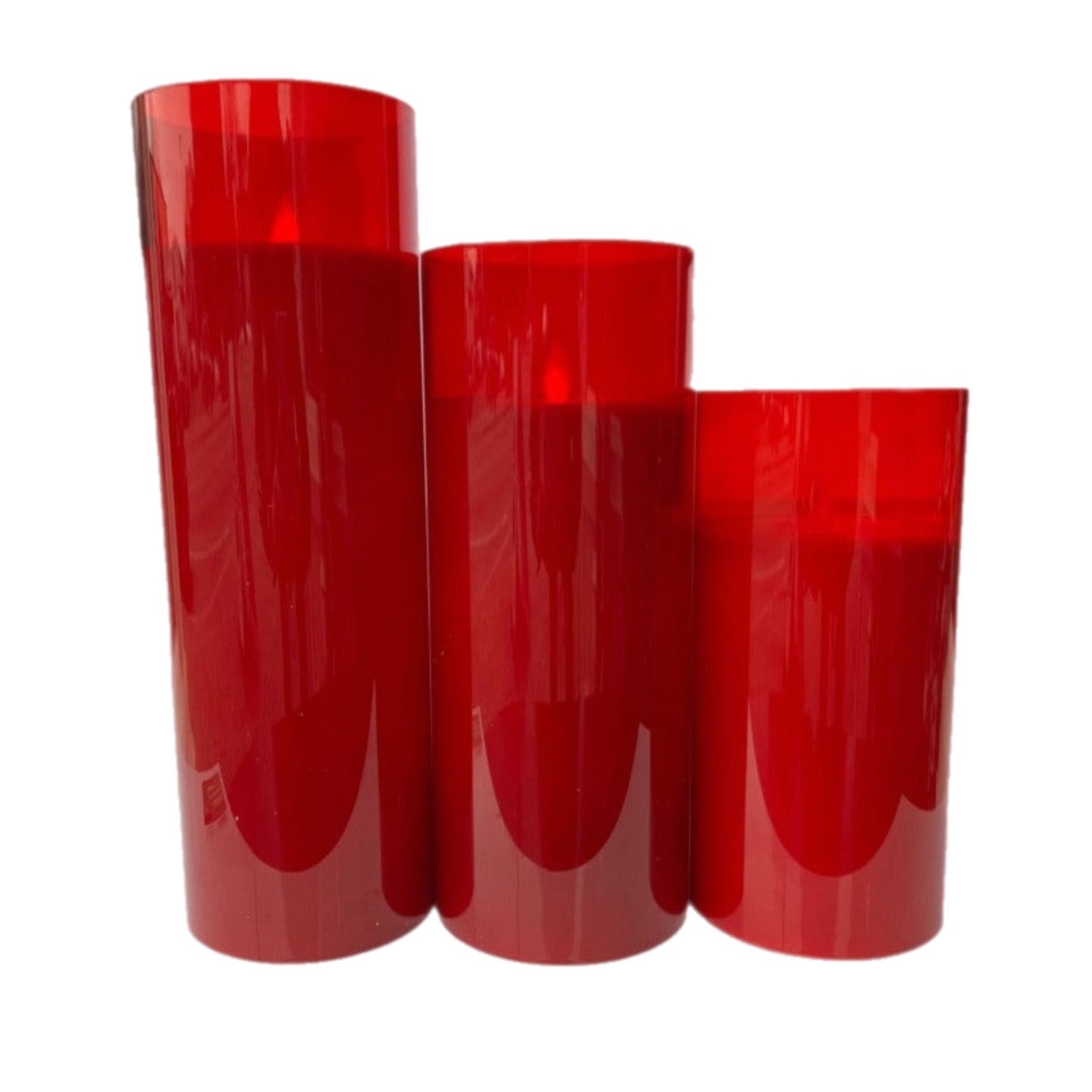 Assorted Wide Pillar Flameless Candle: Red, INDIVIDUALLY SOLD