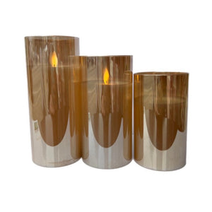 Assorted Pillar Flameless Candle: Amber, INDIVIDUALLY SOLD