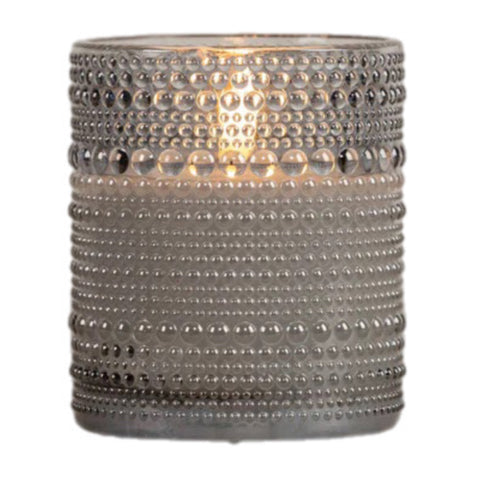 3.5" X 4" Grey Dotted Jar Pillar Flameless Candle