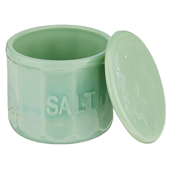 Retro Jadeite Style Salt Jar With Lid