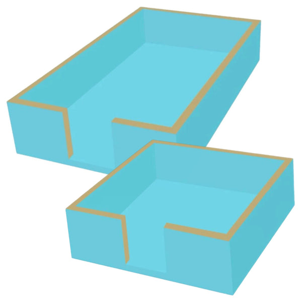 Assorted Aqua Lacquer Napkin Holder, INDIVIDUALLY SOLD