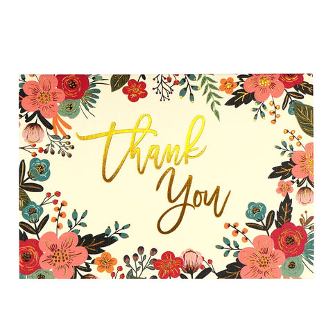 Floral Thank You Cards, Box Of 14