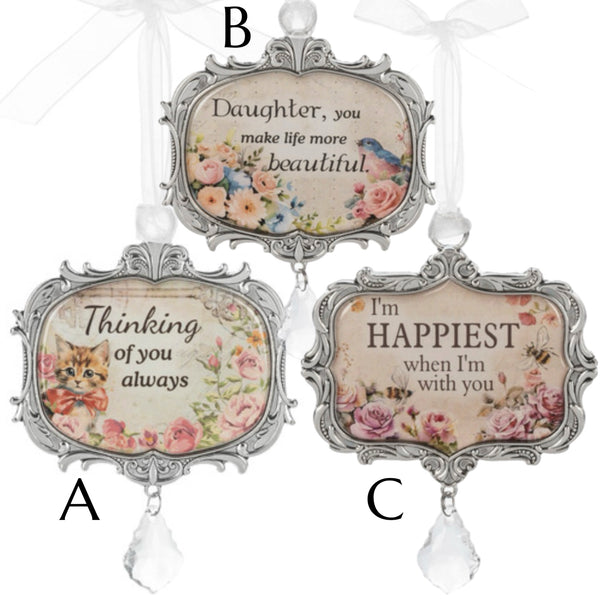 Assorted Vintage Saying Ornament, INDIVIDUALLY SOLD
