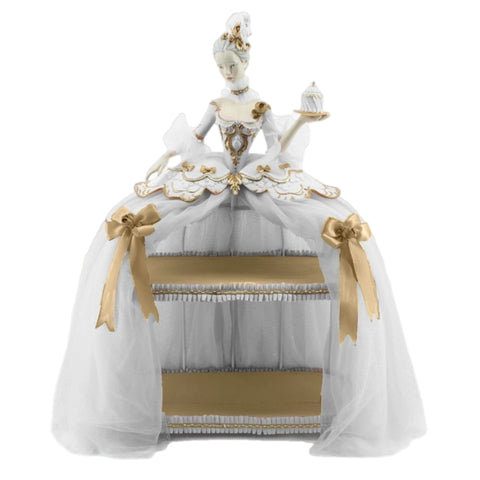 White & Gold Marie Antoinette Cupcake Shelving Display Figurine