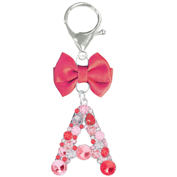 Assorted Burgundy Ribbon Monogram Keychain, INDIVIDUALLY SOLD